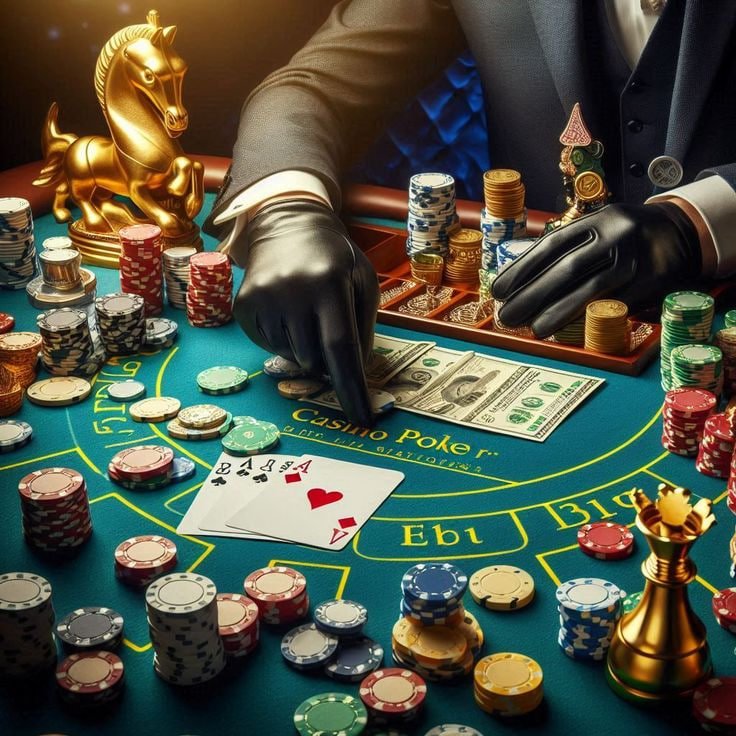 Hasil putaran Three Card Poker menampilkan kartu pemain dan dealer secara transparan